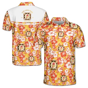 Anpassad herrpikétröja med blommigt tryck från Knights Temple Commandery Masonry, S-5XL