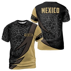Custom Name Ancient Mexican Tribal Pattern Men&#39;s T-shirt S-5XL