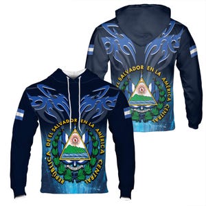 Custom Personalized Name El Salvador Coat of Arms Hoodie S-5XL