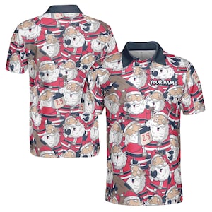 Golf Custom Funny Xmas Cartoon Santa Claus Christmas Men&#39;s Polo Shirt S-5XL