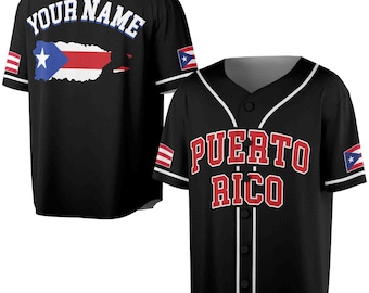 Custom Name Patriotic Puerto Rico Puerto Rican Flag Baseball Jersey S-5XL