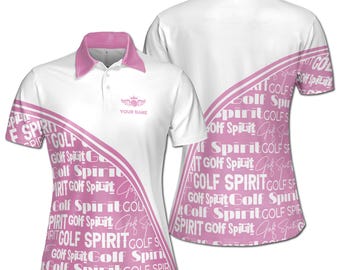 Custom Name Pink Pattern Golf Spirit Women's Polo Shirt S-5xl