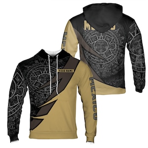 Custom Name Ancient Mexican Tribal Pattern Hoodie S-5XL