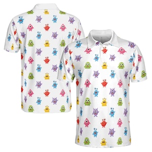 Funny Monster Cartoon Print Golf Men&#39;s Polo Shirt (S-5XL)
