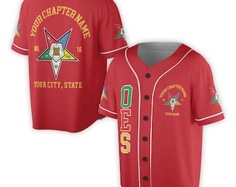 Custom Name Order of the Eastern Star OES Pentagon Down AF&AM Unisex Baseball Jersey S-5XL