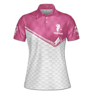 Polo de mujer con nombre personalizado en color rosa Golf and Par Then Bar Flamingo tallas S-5XL