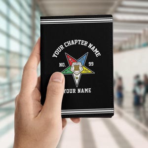 Personalized OES Freemason Leather Passport Wallet - Order of the Eastern Star