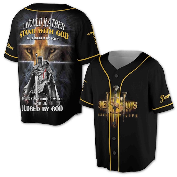 Lion Warrior Baseball Jersey: Custom Name, Jesus Saved My Life - Etsy