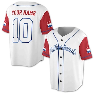 Personalized Patriotic Netherlands Flag Coat of Arms Baseball Jersey S-5XL