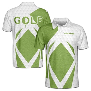 Custom Name Funny Golf Team Player Grass Texture Men&#39;s Polo Shirt S-5XL