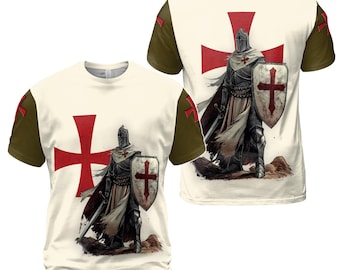 Retro Knight Templar Vintage Cross Men's T-shirt S-5XL
