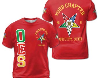 Customize Order of the Eastern Star OES Pentagon Down AF&AM Unisex  3D T-shirt Size S-5XL