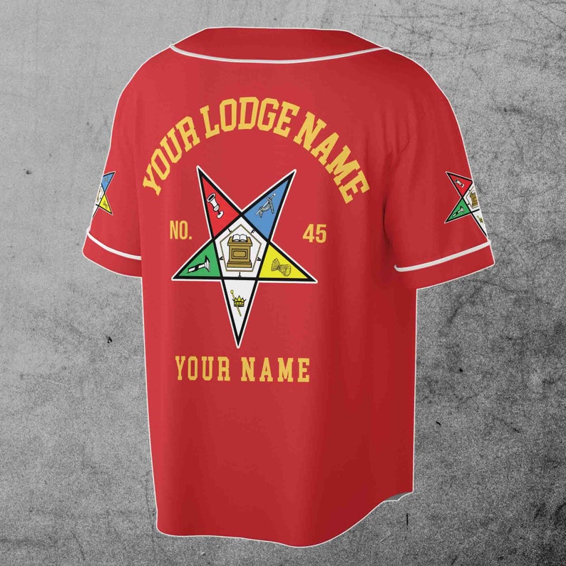 Custom Name Order of the Eastern Star Masonic Lodge OES Pentagon Up Unisex Baseball Jersey S-5XL image 3