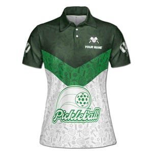 Custom Name Team Funny Hawaiian Pattern Pickleball Lover Women&#39;s Polo Shirt S-5XL