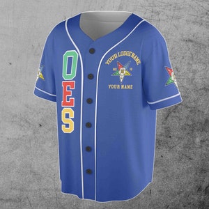 Custom Name Order of the Eastern Star Masonic Lodge OES Pentagon Down Unisex Baseball Jersey S-5XL image 3