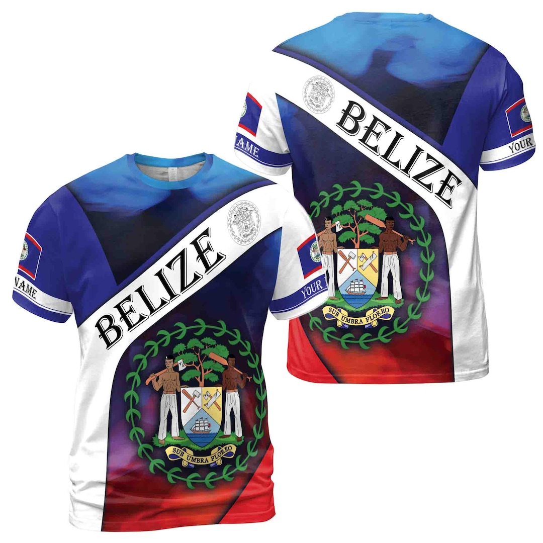 Custom Name Belize Coat of Arms Patriotic Men's T-shirt S-5XL - Etsy