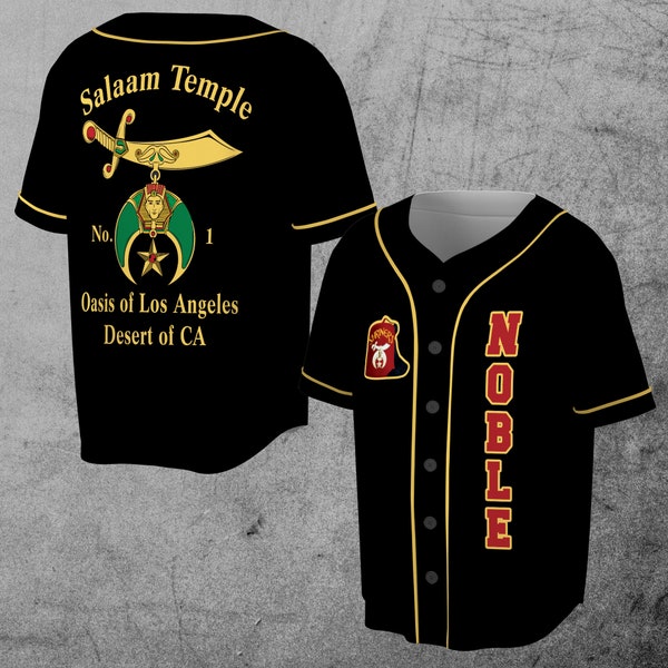 Personnalisez votre nom de temple Black Oasis Noble Shriners 3D All Over Print Baseball Jersey Shirt Taille S-5XL