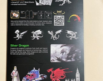 Metal Earth Model Metal Earth Silver Dragon Steel Model Kit, Available ...