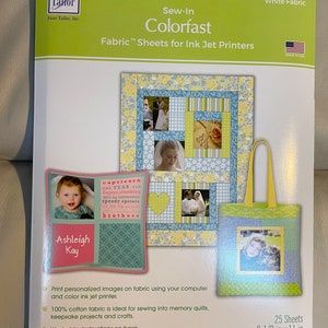 June Tailor Sew-in Colorfast Fabric Sheets for Inkjet Printers~25 ...