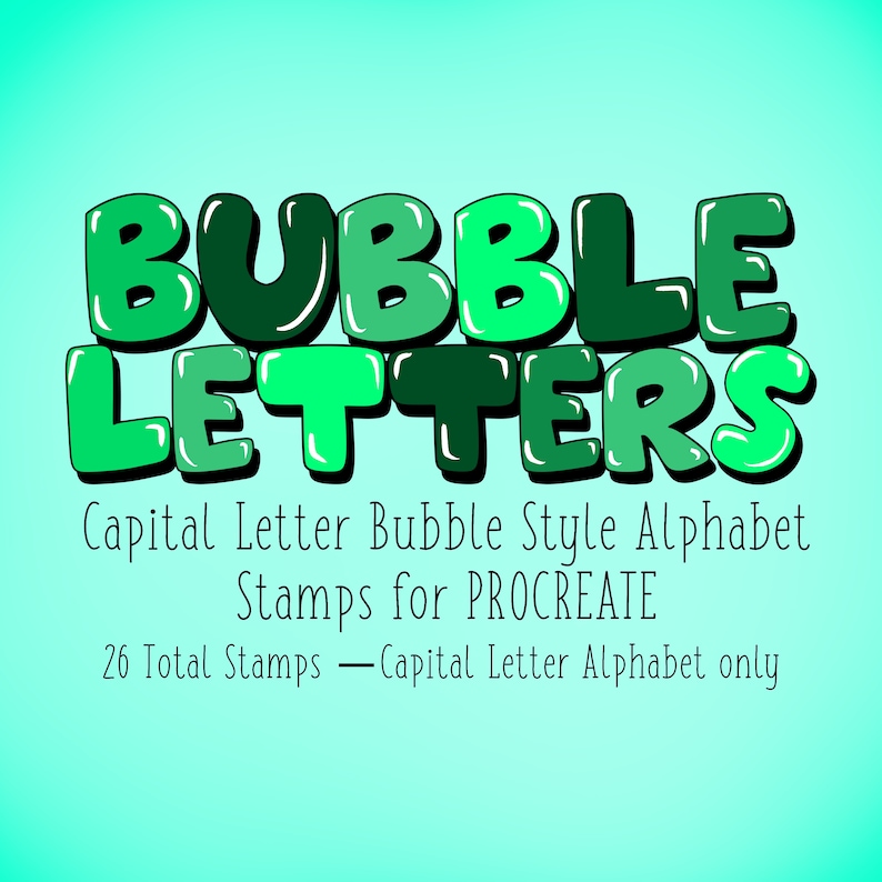 Bubble Style Capital Letter Alphabet Stamps for Procreate Etsy