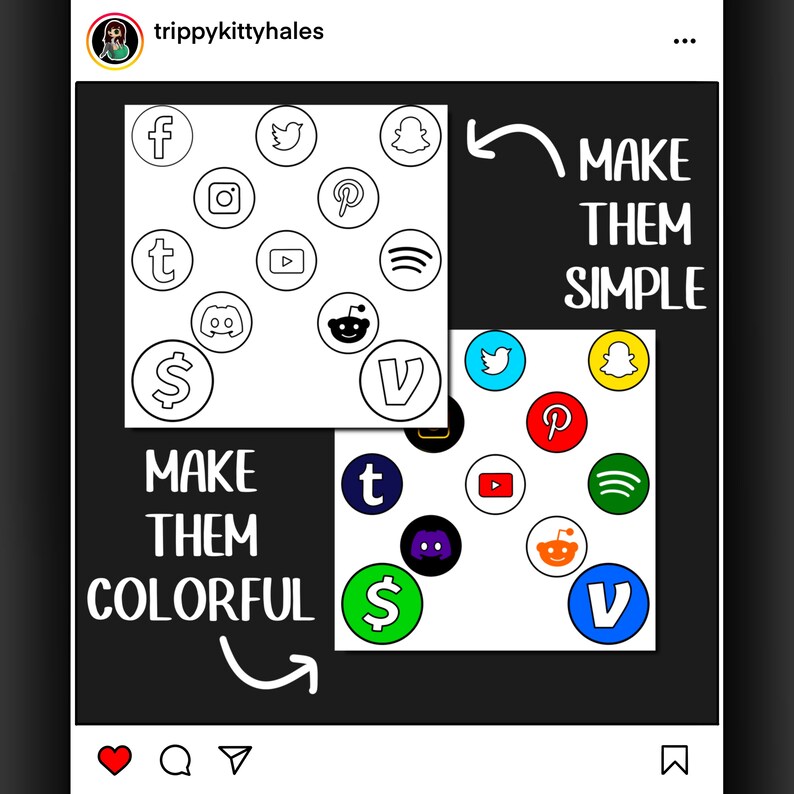 Social Media Icons Stamps for Procreate Etsy