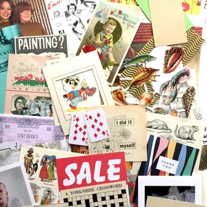 Vintage Paper Pack, 50 pieces, Junk Journal Supplies, Scrapbooking, Paper Ephemera, Lucky Dip