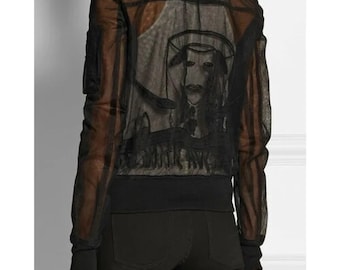 SS’15 Rick Owens ‘Faun’ Messiah Embroidered Tulle Bomber Jacket