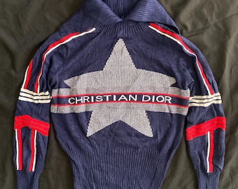 Christian Dior Mock Neck Star Logo Woll Sweater
