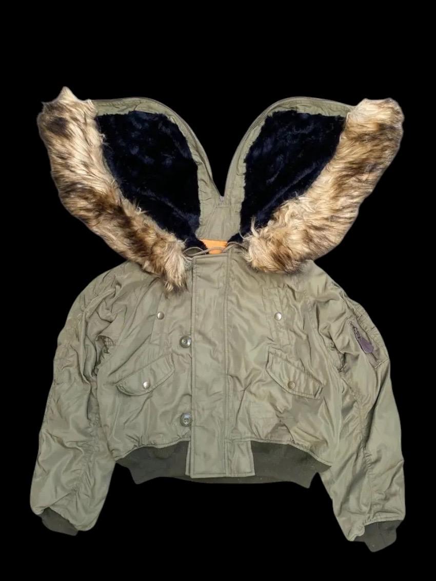 レディース 00s military N-2B fur grunge jacket y2k