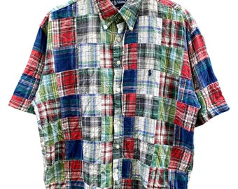 Vintage 90s Polo Ralph Laurent Patchwork Kapital Style Shirt