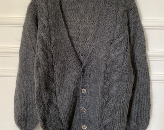 Cárdigan de punto trenzado de mohair de Issey Miyake Hai, estilo años 80.