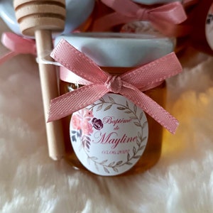 Personalized Honey Jar Golden Theme Wooden Spoon for Your Events
