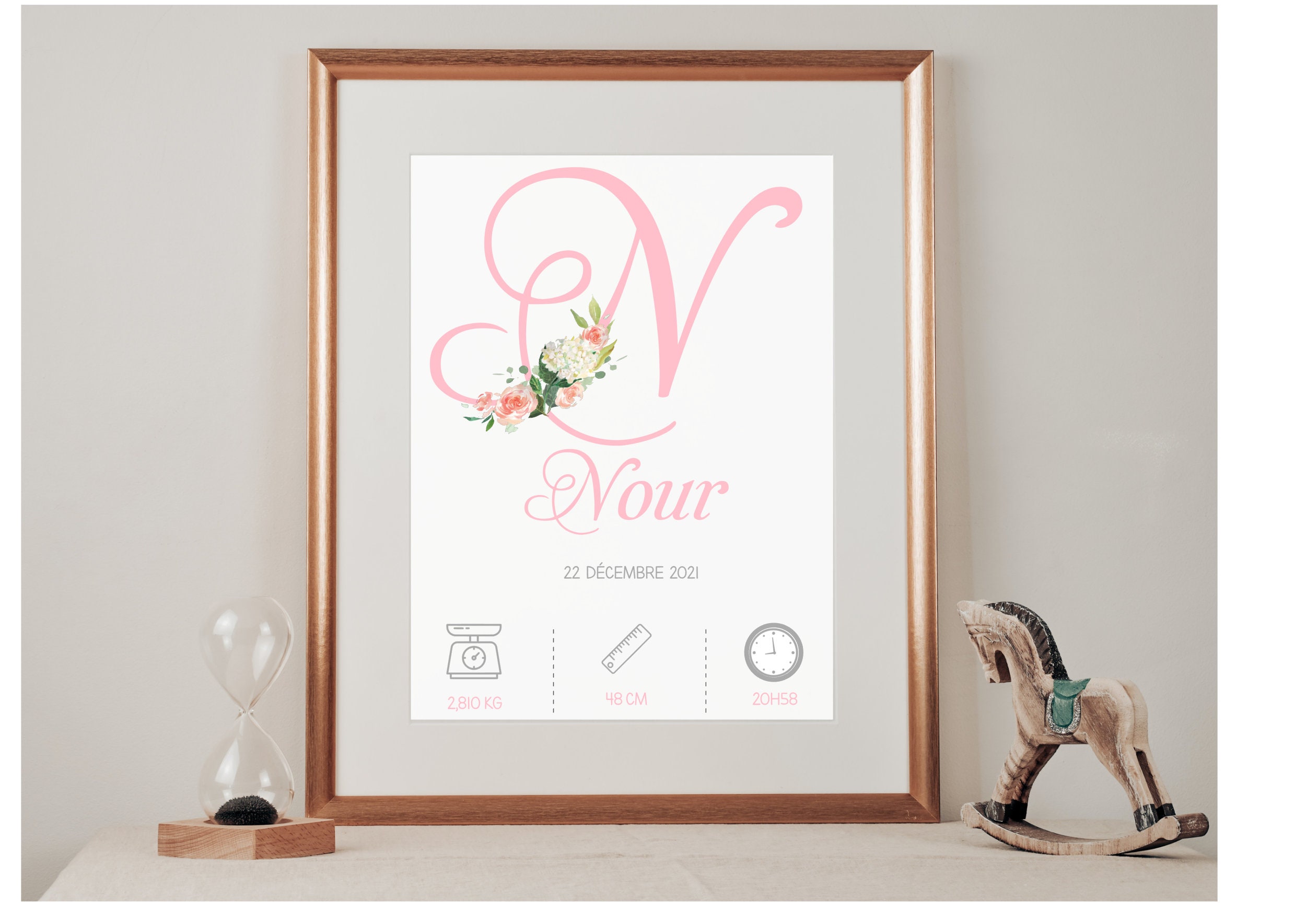 Affiche de Naissance Personnalisée à Encadrer Pour Chambre d'enfant