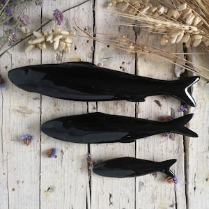 Black Sardines!!! Ceramic Typical Portuguese Sardines! Available in 3 Different Sizes!! Sardinhas :)