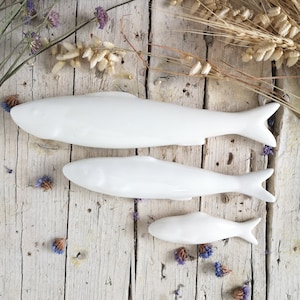 White Sardines!!! Ceramic Typical Portuguese Sardines! Available in 3 Different Sizes!! Sardinhas :)