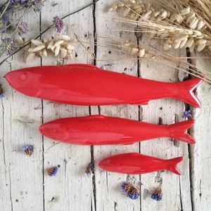 Red Sardines!!! Ceramic Typical Portuguese Sardines! Available in 3 Different Sizes!! Sardinhas :)