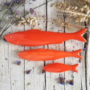 Orange Sardines!!! Ceramic Typical Portuguese Sardines! Available in 3 Different Sizes!! Sardinhas :)
