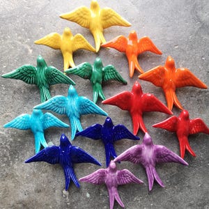 Sets of colored Ceramic Swallows, Portugal Pottery, Portugal Swallows, Keramik Portugal