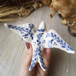 Hand-painted Portuguese Swallows, Blue Ivy Collection Ceramic Wall Art (4 Sizes)