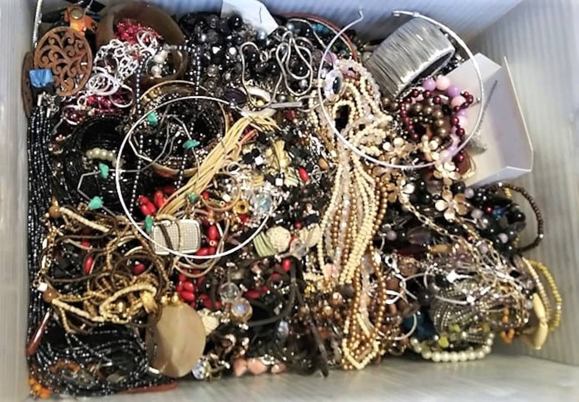 5 Huge Lot Jewelry Junk Box Random Vintage to Modern Pieces Etsy