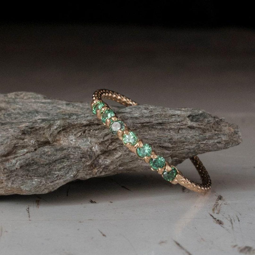 14K Gold Emerald Cut Moissanite Eternity Band – Full Eternity Wedding ...