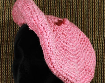 MEO CROCHETED Beret Hat For Everyday 24" X 8.5" Solid Pink Soft and Warm Join the Pink Wave