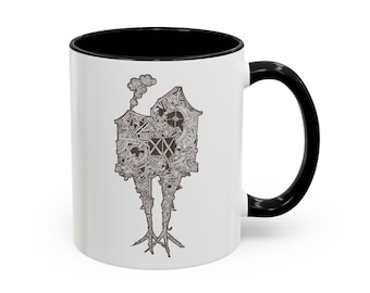 Steampunk Baba Yaga Haus auf Hühnerbeinen Tasse | Akzent Kaffeebecher 11 / 15oz
