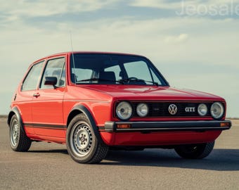 Póster tríptico de la evolución del Golf GTI – Arte mural VW MK1 MK2 – Arte retro GTI y regalo ideal para amantes de los coches