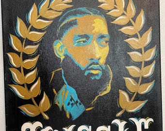 Nipsey Hussle Hand-Painted Canvas Art | 16x20 Hip Hop Wall Portrait