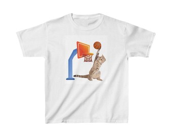 Kitty Playing Basketball Kids T-shirt, Back to School, Kids T shirt, Back to School, Kids TShirts, Kids Clothes, Kids Apparel