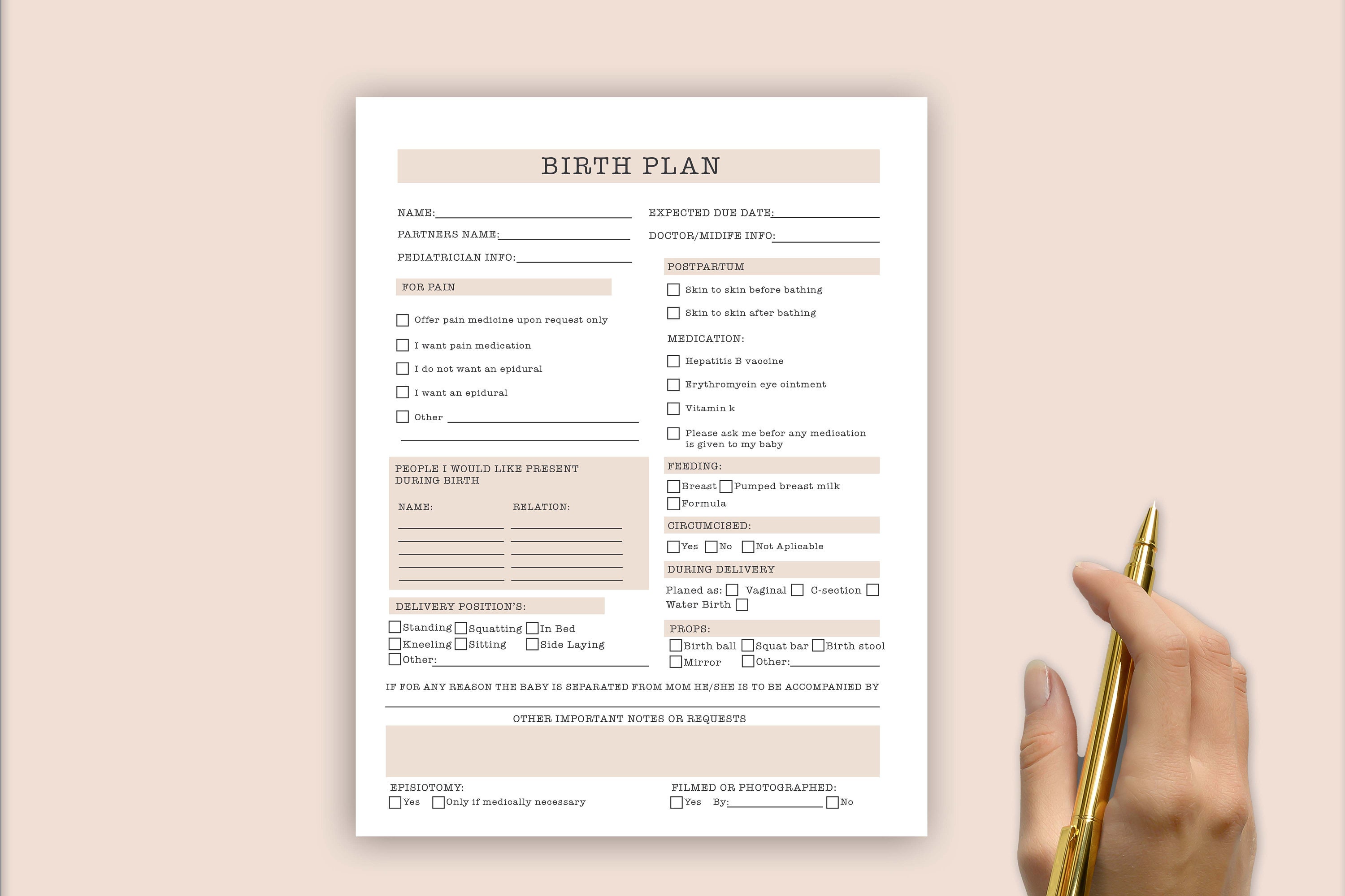 Newborn Planner, Baby Planner, Printable Birth Plan, Organizer, Baby ...