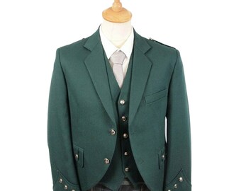 112cm Regular Argyll Kilt Jacket Pure Barathea Wool Chrome Buttons 44inch 