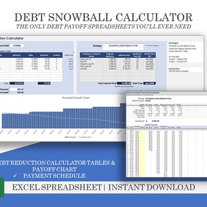 借金スノーボール Excel スプレッドシート | 借金返済トラッカー | Excel 借金スノーボール計算機 | 学生ローン返済 | 住宅ローン返済チャート