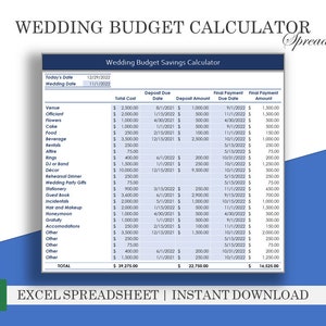 Wedding Budget Template for Excel | Instant Download | Excel Spreadsheet | Wedding Budget Planner | Wedding Checklist | Wedding Organizer
